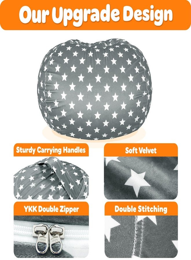Lukeight Stuffed Animals Storage Bean Bag Chair Cover - Premium Velvet Organizer with YKK Zipper Holds 60+ Plush Toys, Washable Kids Room Decor (No Filling, Large) - Image 4